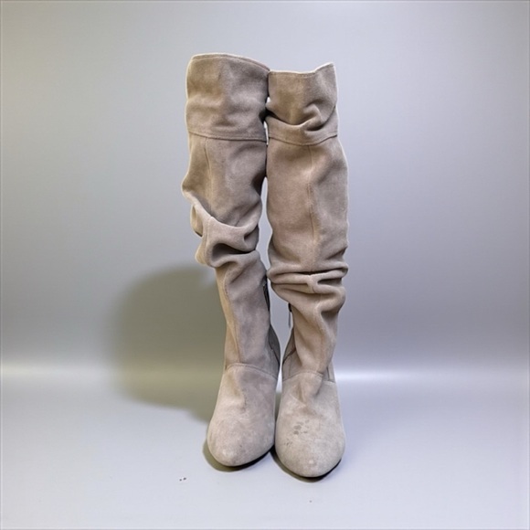 Colin Stuart Suede Kitten Heel Scrunch Boot in Taupe Women’s Size 9 - Picture 4 of 11